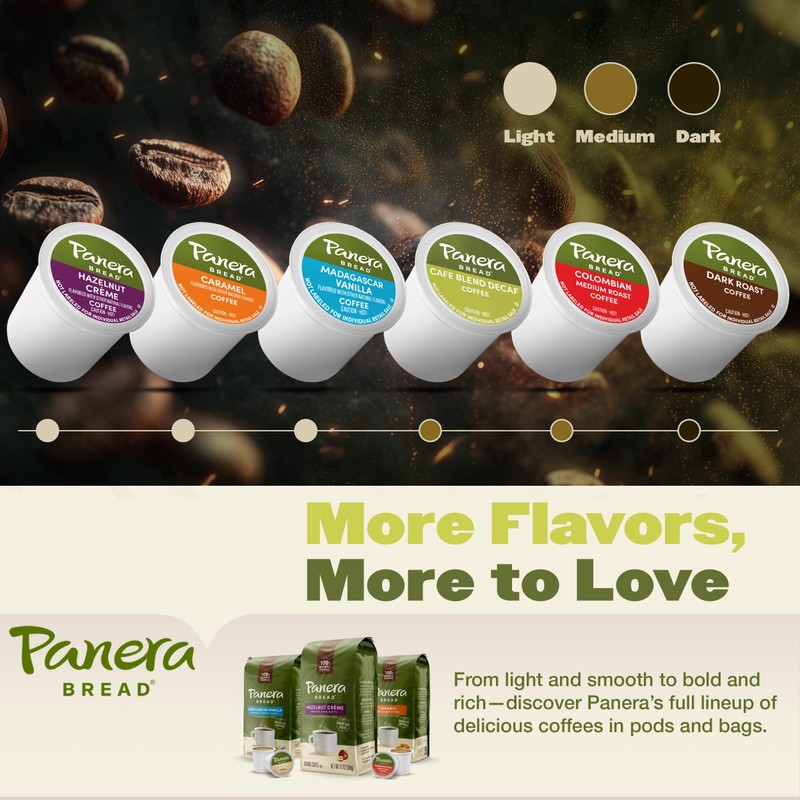 Panera Cafe Blend Decaf Coffee Pods, Medium Roast Cups -