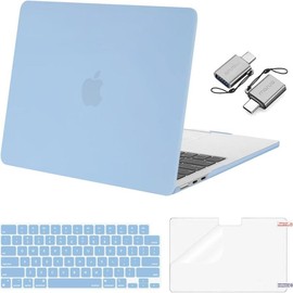 MOSISO Compatible with MacBook Air 13 inch Case 2025 2024 2023 2022 M4 A3240 M3 A3113 M2 A2681, Plastic Hard Shell&Keyboard Cover&Screen Film&Type C for MacBook Air 13.6 inch Case:_Air Blue