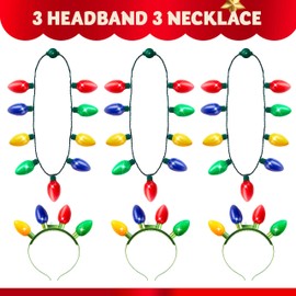 JOYIN - Diadema y collar con 6 modos de parpadeo, luces LED de Navidad, diadema para niños, mujeres, hombres, suministros de fiesta de Navidad
