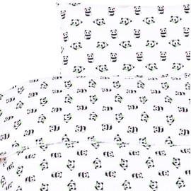 MEJU Panda 100% Cotton Duvet Cover + Pillowcase Bedding Set with Zipper Closure for Baby Toddler Boys Girls Crib Bed Decoration Gift (Panda)