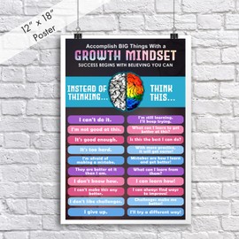 Accomplish Big Things With A Growth Mindset Poster Motivational Quote Poster Classroom Posters Quotes Decorations Decor Learning Classroom Teachers Decoration Educational Teaching Supplies P119