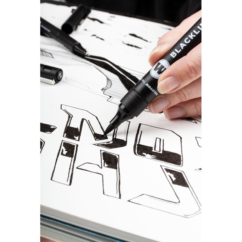 Molotow Blackliner Black Marker Brush - MO200486, Black
