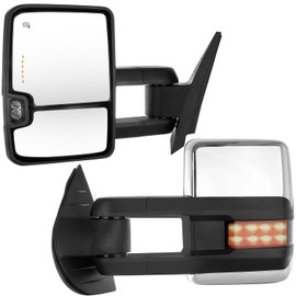 ASAPE Towing Mirrors 2007-2014 for Chevy Silverado for GMC Sierra 1500 2500 HD 3500 HD(07 for New Body) Tow Mirrors A Pair Power Adjust Heated Defrost Turn Signal Light Side View Mirror Chrome