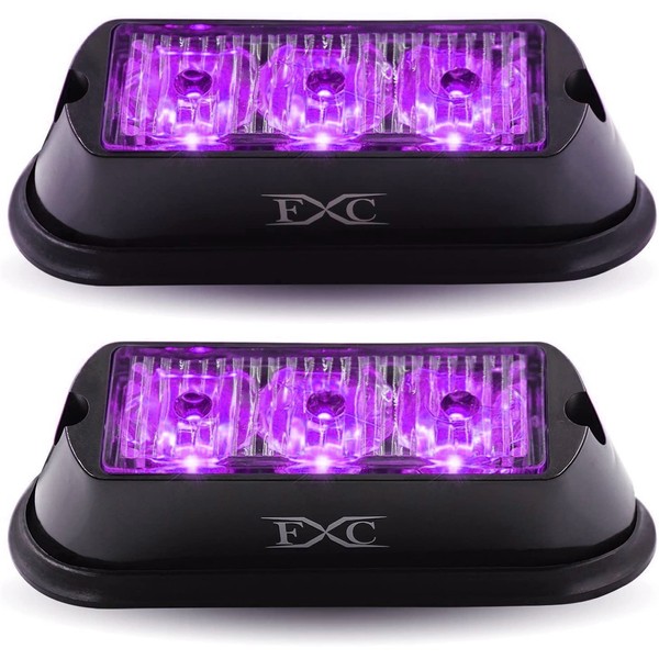 FXC (2PCS 3-LED Strobe Light Purple Waterproof Emergency Beacon Flash