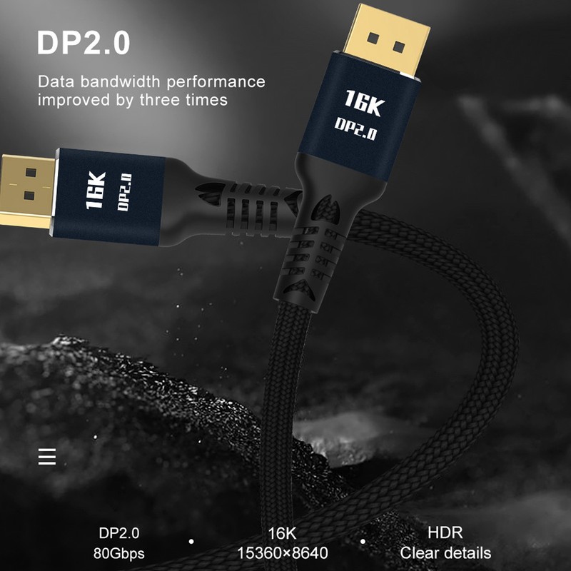 Displayport 2.0 Cable DVI HD Adapter Line 16K at 60Hz