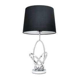 Elegant Designs LT1006-CHR Mod Art Polished Chrome Table Lamp with Black Shade, 14.17" x 14.17" x 27.56"