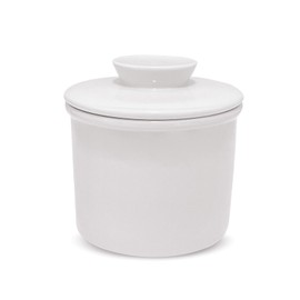 Premium Butter Crock with Lid - Elegant French Butter Keeper for Fresh & Spreadable Butter - Countertop Porcelain Butter Container with Water Seal - Effortless Spreading & Daily Use (White)