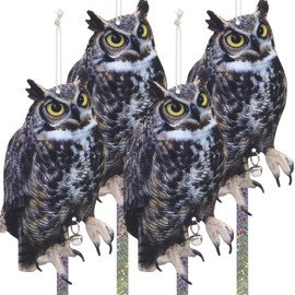 Bird Scarers for Garden, 4PCS Fake Owls to Keep Birds Away Bird Reflective Devices Double Sided Bird Reflectors to Keep Birds Away from Garden Patio Windows
