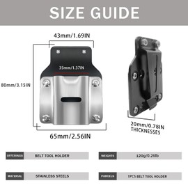 Qywwss Durable Waist Hammer-Hammer Holder Loop-Belt Tool Clip Heavy-Hammer Holder for Tool Belt-Duty Magnetic Tool Holder for Belt Clip-Leather Heavy Duty Steel (Tape Measure Clip)