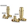 Brushed Brass Thermostatic Radiator Valve Angled TRV Corner Radiator Thermostat