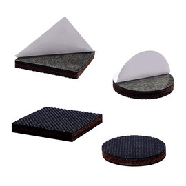 Furniture Protection Pad, Natural Rubber Scratch Proof and Soundproofing Round Felt Pads, Anti-Slip Rubber Pads (1.5 inches (3.8 cm) / 16 Pcs/Round + Square)