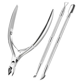 Cuticle Trimmer Cuticle Remover with Cuticle Pusher, XUNXMAS Professional Stainless Steel Durable Pedicure Manicure Tools Cutter Nipper Scissor Clippe
