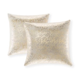 Xinrjojo Set of 2 Throw Pillow Covers, Cushion Cases, Decorative Square Pillow Case for Home Sofa Couch Chair Back Seat Bedroom Car, Invisible Zipper, 24 x24 Inch (Bronzing- Light Gray)