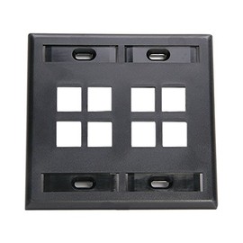 Leviton 42080-8EP 8-Port Dual Gang QuickPort Wallplate with ID Windows, Black
