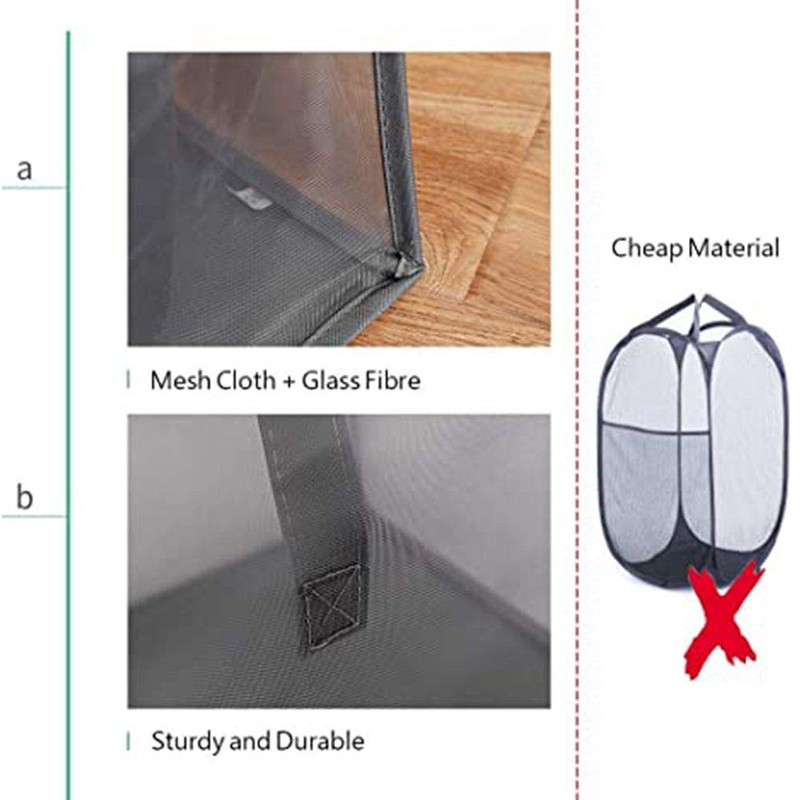 Pop Up Laundry Baskets - Mesh Collapsible Laundry Hampers Storage
