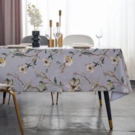 Vinyl Tablecloth with Flannel Backing Rectangle Waterproof Oil-Proof Plastic Table Cloth Stain-Resistant Wipeable Table Cover for Indoor and Outdoor (Patterned A, 60 x 120 Inch)