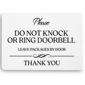 Do Not Knock or Ring Doorbell Sign (White Acrylic 5 x 3.5 in) - Please Do Not Ring Doorbell Sign - No Knocking Door - No Soliciting for House Door