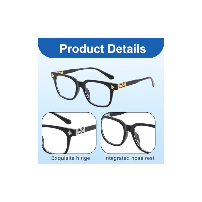 Chrome Heart Glasses with Blue Light Filter, Clear Glasses Men