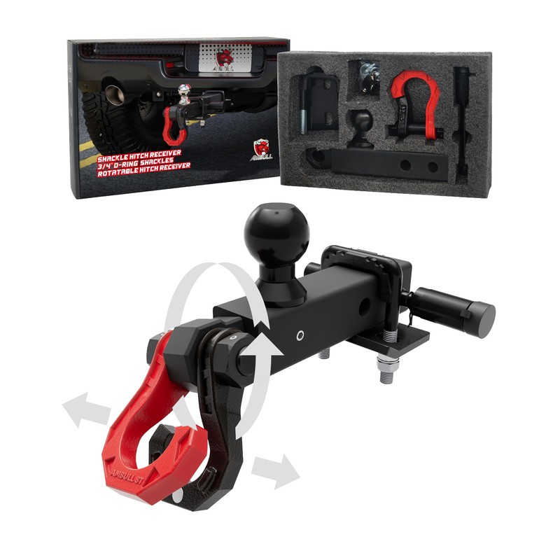 AMBULL Rotatable D Ring Separate Shackle Trailer Hitch Receiver &