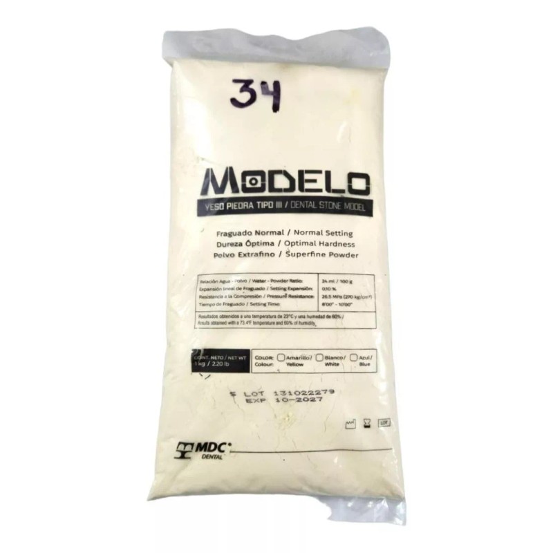 Modelo Yeso Piedra Tipo 3 Dental Mdc 5 Kilos
