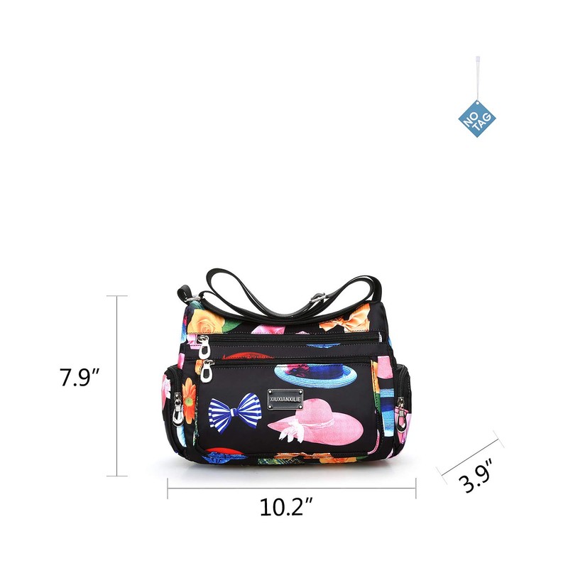 NOTAG Women's Shoulder Bag, Lightweight, Multi-Pocket, Casual Waterproof Nylon Messenger
