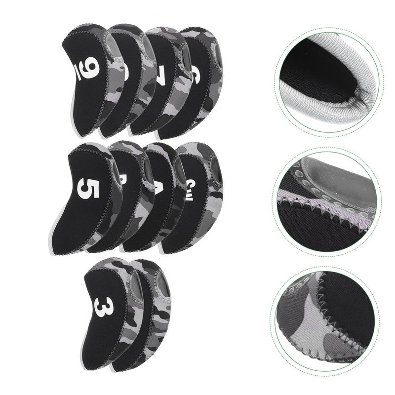 Kisangel 10pcs Golf Club Headcovers Magnetic Putter Covers Neoprene Golfing
