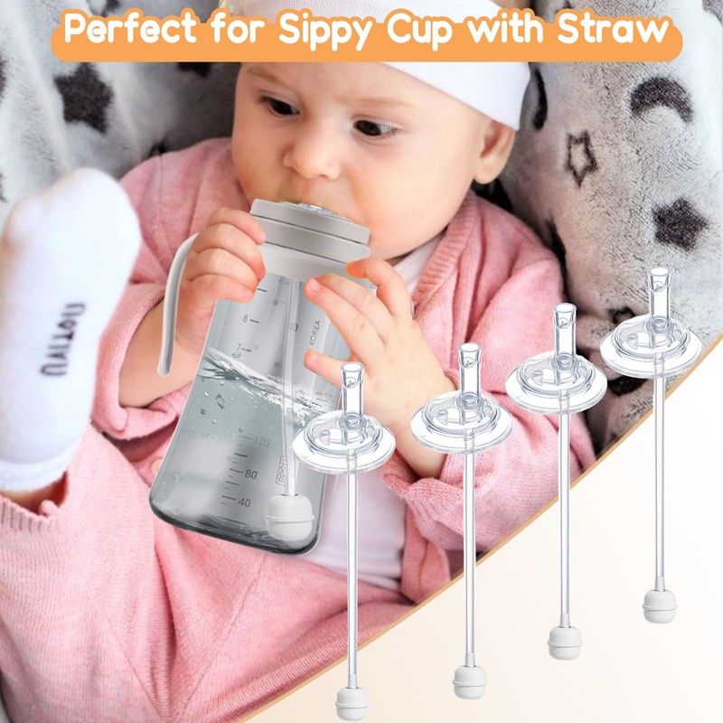 4Pcs Replacement Weighted Straws for GROSMIMI, Silicone Gravity Ball Straw