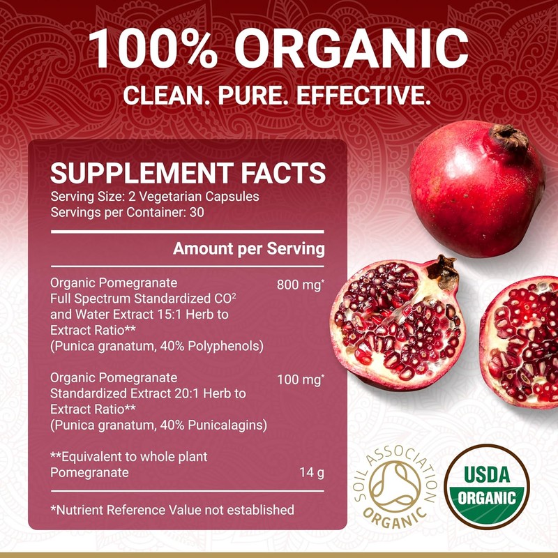 Pomegranate Extract Supplement - Ellagic Acid, High Punicalagins | USDA