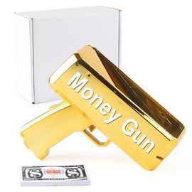 SWANFIRE Pistola de Billetes, Pistola Pulverizadora de Juguete, Super Gun con Billetes de 100 Piezas dolares, Juguetes Novedosos y de Broma, Suministros de Fiesta (Dorado)