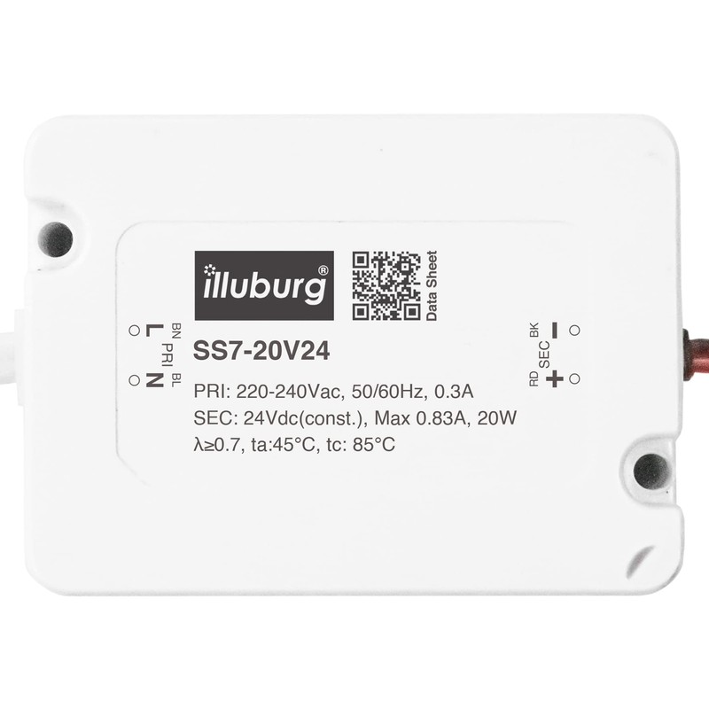 illuburg LED Driver 24V 20W Waterproof IP67 Flickerfree for LED