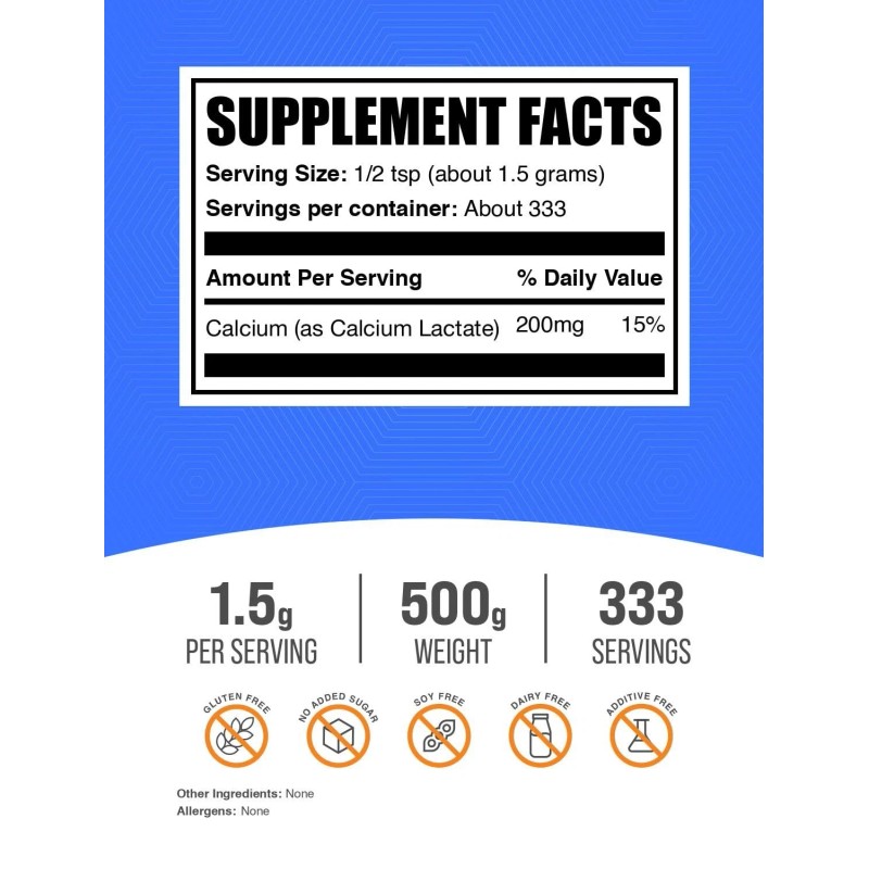 BulkSupplements Calcium Lactate Powder Mineral Supplement For Daily Wellness 1