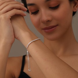 Charmsy 925 Sterling Silver Sliding Bolo Bracelet for Women | Women's Italian Handmade Adjustable Bolo Bead Ball Slider Bracelet, Medium, Sterling Silver, no gemstone