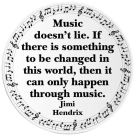 Kiwi Gifts Music Doesn't Lie Jimi Hendrix Quote - Circle Sticker Decal 3 Inch