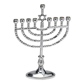 Rite Lite Hanukkah Silver Menorah - Modern & Polished Chanukah Menorah Jewish Holiday Party Favors Decorations Judaica Festival of Lights
