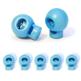 Ganzoo Cord Locks 1-Hole 5 mm, Pack of 5, Spring Clasp, Tanka, Cord Clamp for Ropes, Laces, Cords, Cord, Backpack, Rubber Cord, Quick Release, Rope Stopper, Plastic, Light Blue