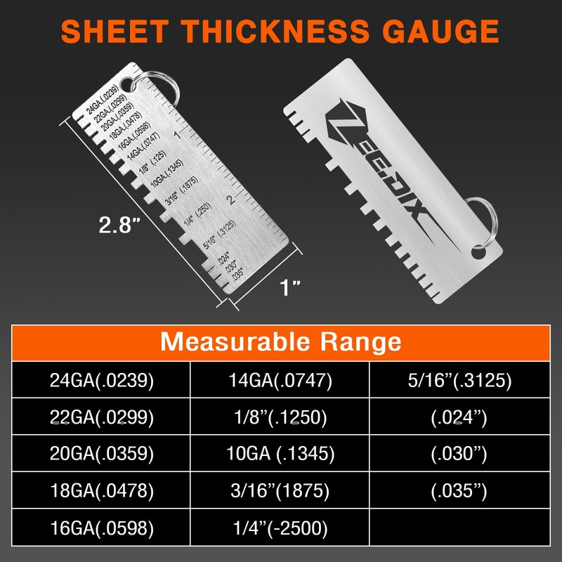 ZeeDix Wire Gauge Measuring Tool (2 Pcs) - Round Dual
