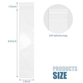 100 Pcs Self Sealing Cellophane Bags, 2x8.7 Inches Clear Treat Bags, Self Adhesive Cellophane Bags for Pretzel Rods, Candy, Snacks, and Cookies