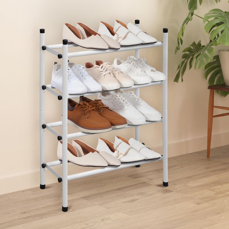 STORAGE MANIAC Expandable Shoe Rack, 16 Pairs Stackable Small Shoe