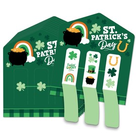 Big Dot of Happiness Shamrock St. Patrick's Day - Saint Paddy's Day Party Game Pickle Cards - Pull Tabs 3-in-a-Row - Set of 12
