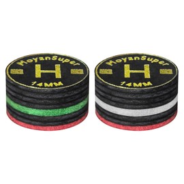 MoyanSuper Pool Cue Tips Snooker Cue Tip Clear 8 Layers of Pigskin Billiard Cue Tips - 2 Pack (14mm)