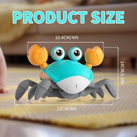 SubTack Disco Snail Crawling Crab Toy - Light Up Toys for 1 Year Old Boys & Girls,Musical & Interactive Baby Toys with Obstacle Avoidance Function