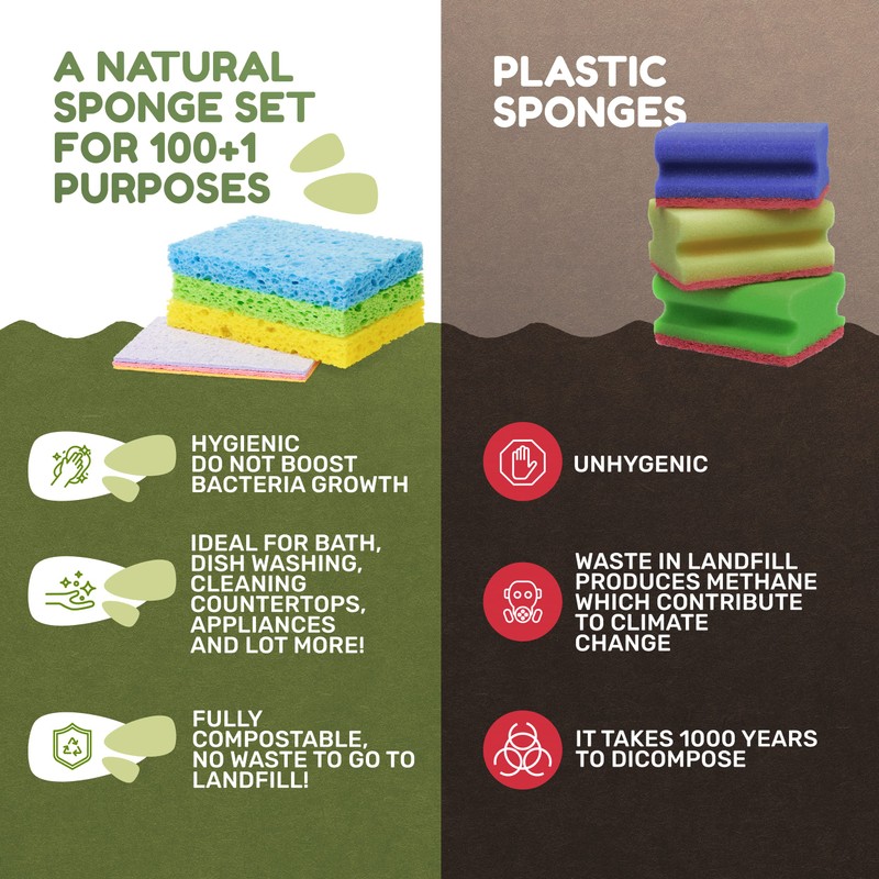 DR HYGI PopUp Sponges, Natural Cellulose Sponge, Super Absorbent Sponge