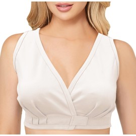 Alessandra B Adaptive Bra with Easy-On Velcro Closure - Arthritis, Post Surgery, Leisure, Sleep, Breastfeeding Bra -White