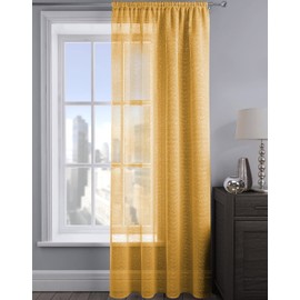 Intimates 2 Panels Woven Shimmer Voile Curtains Window Voile Panels Drapes Treatment for Bedroom and Living (Yellow, 54" w x 90" d)