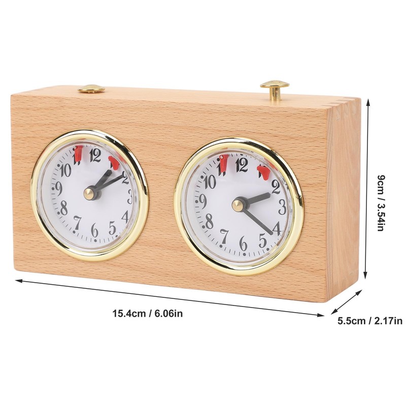 Wooden Mechanical Chess Clock, Quartz Analog Timer Chess Clock Timer,