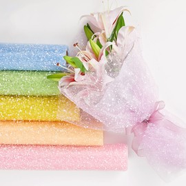 Oakbud Korean Style Flower Wrapping Mesh Snow Dot Yarn Floral Bouquet Wrapping Paper Gift Packaging Supplies for Fresh Flowers,DIY Crafts 1Roll 19.7inch x 4Yard (Black)