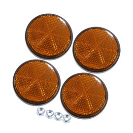 ACROPIX M6x1.0 Orange Plastic Universal Motorcycle Bicycle Round Screw Mount Reflective Warning Reflector - Pack of 4