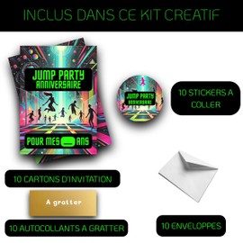 RXLITE Premium Trampolin Kreativset Komplettset mit Karte, Rubbelaufkleber, Umschlägen, Neon Design und Personalisierung für Sportparty Geburtstag lustig verspielt und unvergesslich