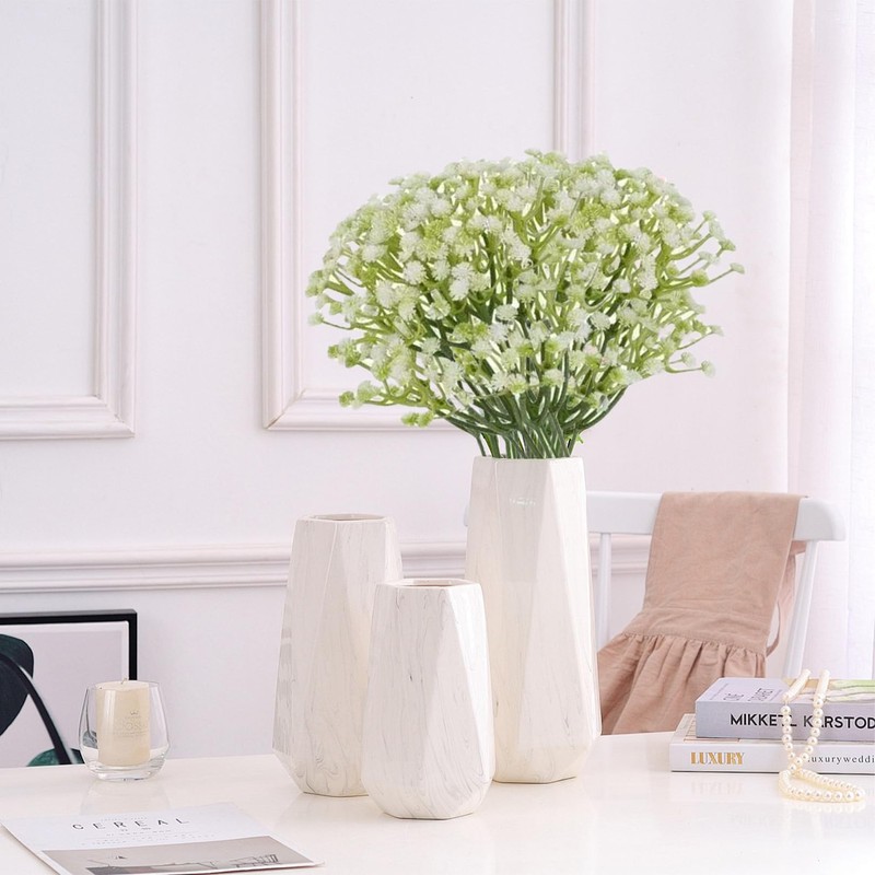 6Pcs Artificial Flowers,White Faux Fake Flower Bouquet Decoration,DIY Small Dried