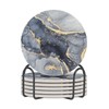 Coasters for Drinks Absorbent with Holder,Abstract Dark Blue Luxury Fluid